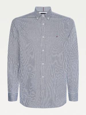 Blue Tommy Hilfiger 1985 TH Flex Slim Stripe Men's Shirts | TH246QHI