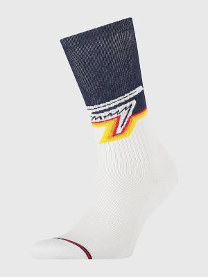 Blue Tommy Hilfiger 1-Pack Gradient Signature Logo Men's Socks | TH793SFM