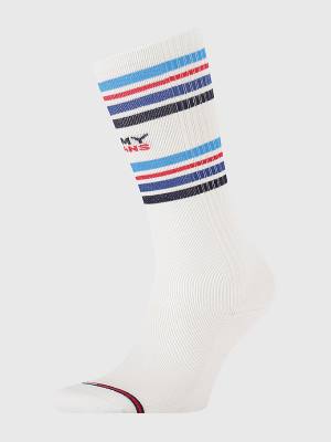 Blue Tommy Hilfiger 1-Pack Stripe Knee High Men's Socks | TH168SEH