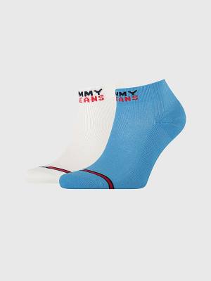 Blue Tommy Hilfiger 2-Pack Ankle Men's Socks | TH140ZKL