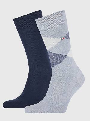 Blue Tommy Hilfiger 2-Pack Argyle Mix Men's Socks | TH124OBK