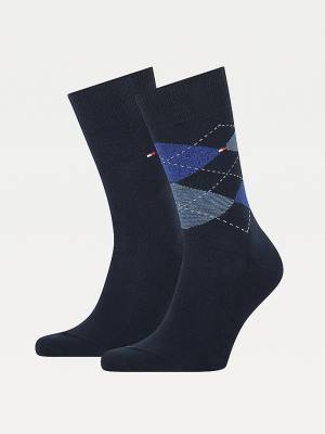 Blue Tommy Hilfiger 2-Pack Argyle Mix Men's Socks | TH376KOP