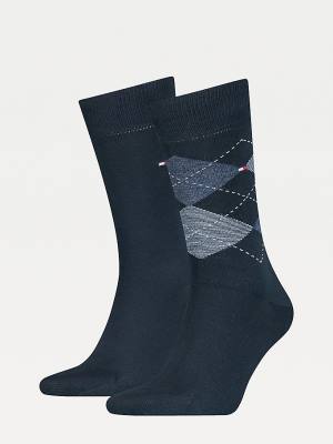 Blue Tommy Hilfiger 2-Pack Argyle Mix Men's Socks | TH512BLZ