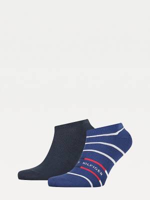 Blue Tommy Hilfiger 2-Pack Breton Stripe Trainer Men's Socks | TH240MRJ