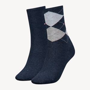 Blue Tommy Hilfiger 2-Pack Diamond Check Women's Socks | TH185WBS