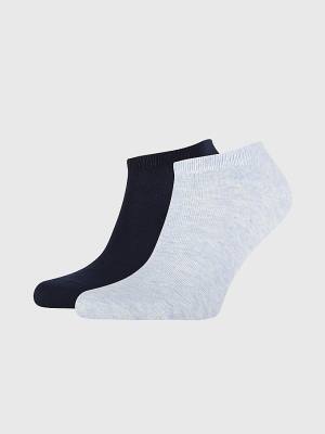 Blue Tommy Hilfiger 2-Pack Flag Trainer Men's Socks | TH483KGQ