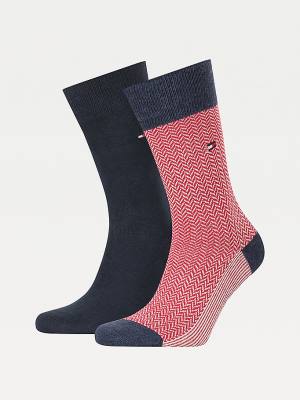 Blue Tommy Hilfiger 2-Pack Herringbone Neppy Men's Socks | TH309AMG