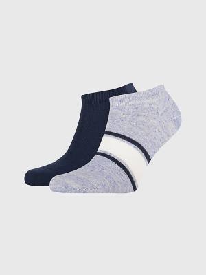 Blue Tommy Hilfiger 2-Pack Multicolour Melange Trainer Men's Socks | TH586EHX