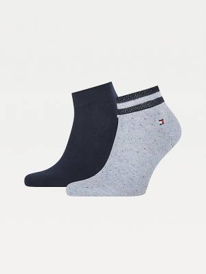 Blue Tommy Hilfiger 2-Pack Neppy Ankle-Length Men's Socks | TH983TDJ