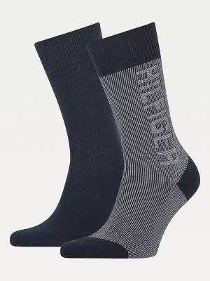 Blue Tommy Hilfiger 2-Pack Rib Men's Socks | TH164TNK