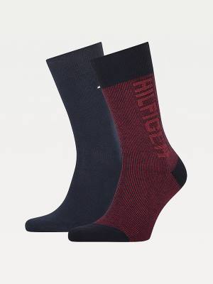 Blue Tommy Hilfiger 2-Pack Rib Men's Socks | TH740GWI