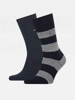 Blue Tommy Hilfiger 2-Pack Rugby Men's Socks | TH189OTG