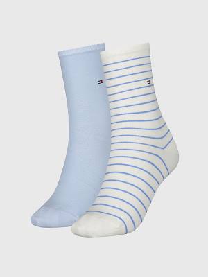 Blue Tommy Hilfiger 2-Pack Slim Stripe Women's Socks | TH173KYV