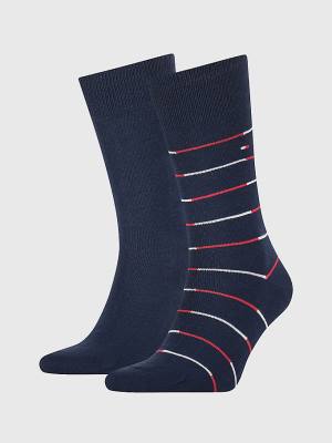 Blue Tommy Hilfiger 2-Pack Stripe Men's Socks | TH261CEW