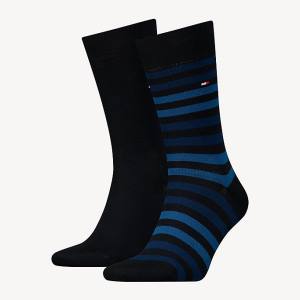 Blue Tommy Hilfiger 2-Pack Stripe Men's Socks | TH629VOE