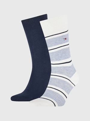 Blue Tommy Hilfiger 2-Pack Stripe Rugby Men's Socks | TH612YAL