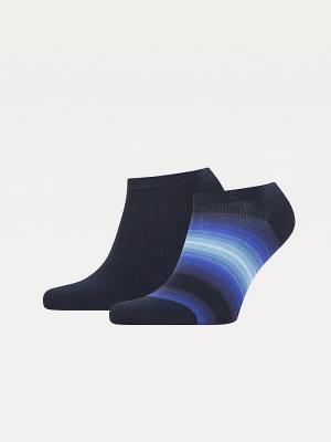 Blue Tommy Hilfiger 2-Pack Stripe Trainer Men's Socks | TH148ZAL