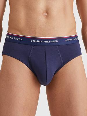 Blue Tommy Hilfiger 3-Pack Cotton Briefs Men's Underwear | TH071YCR