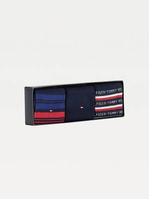 Blue Tommy Hilfiger 3-Pack Gift Box Stripe Men's Socks | TH208ABC