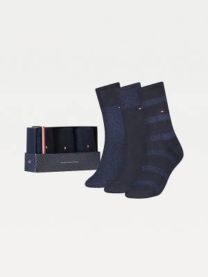 Blue Tommy Hilfiger 3-Pack Sparkle Gift Box Women's Socks | TH340WZU