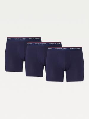 Blue Tommy Hilfiger 3-Pack Stretch Cotton Boxer Shorts Men's Underwear | TH452OSA