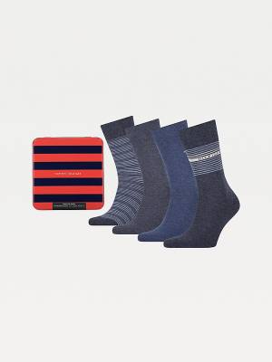 Blue Tommy Hilfiger 4-Pack Gift Box Stripe Men's Socks | TH794IQE