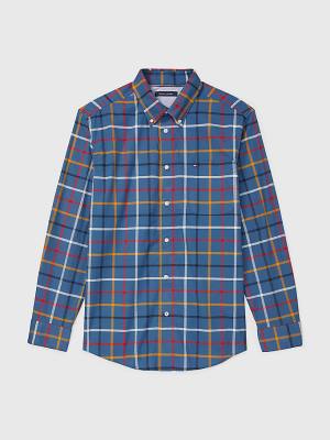 Blue Tommy Hilfiger Adaptive Custom Fit Windowpane Check Men's Shirts | TH130KRG