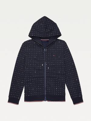 Blue Tommy Hilfiger Adaptive Dot Print Women's Hoodie | TH634SAU