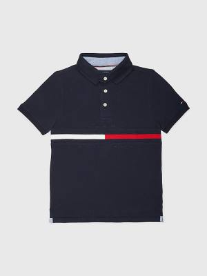 Blue Tommy Hilfiger Adaptive Icons Stripe Polo Boys' T Shirts | TH258HPR