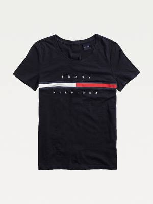 Blue Tommy Hilfiger Adaptive Stripe Women's T Shirts | TH268TFM