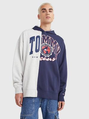 Blue Tommy Hilfiger Archive Organic Cotton Logo Men's Hoodie | TH305SAM