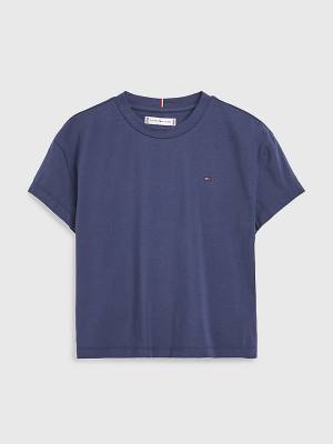 Blue Tommy Hilfiger Back Logo Girls' T Shirts | TH513JMI