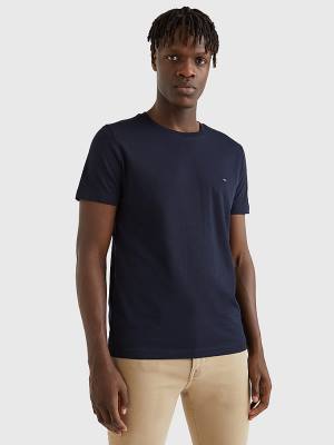 Blue Tommy Hilfiger Back Logo Men's T Shirts | TH703TKL