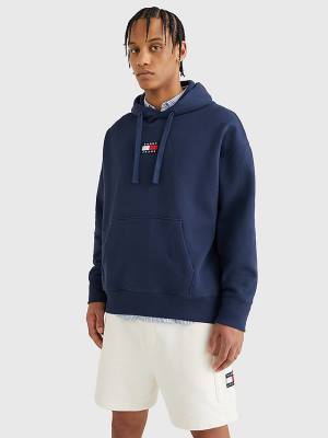 Blue Tommy Hilfiger Badge Organic Cotton Men's Hoodie | TH038AOP