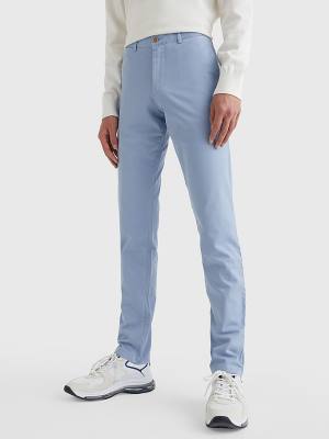 Blue Tommy Hilfiger Bleecker Satin Slim Fit Chinos Men's Pants | TH385NMP