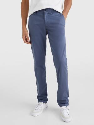 Blue Tommy Hilfiger Bleecker Satin Slim Fit Chinos Men's Pants | TH631NCA