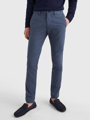 Blue Tommy Hilfiger Bleecker Wool Look Slim Fit Men's Pants | TH273FJP