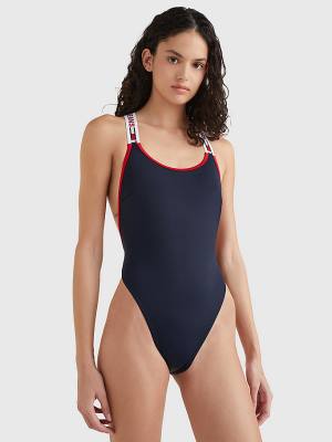 Blue Tommy Hilfiger Brazilian One Piecesuit Women's Swimwear | TH312PWV