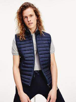 Blue Tommy Hilfiger CORE PACKABLE DOWN VEST Men's Coats | TH180CHB