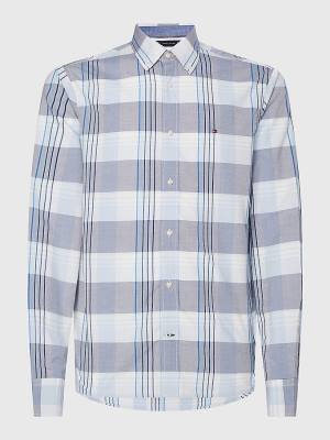 Blue Tommy Hilfiger Check Regular Fit Men's Shirts | TH637NRK