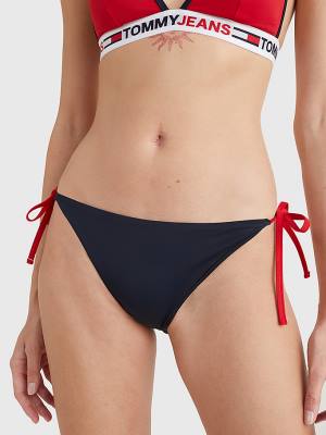 Blue Tommy Hilfiger Cheeky Side Tie Bikini Bottoms Women's Swimwear | TH692KQG