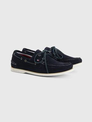 Blue Tommy Hilfiger Classic Suede Boat Men's Casual Shoes | TH835FAQ