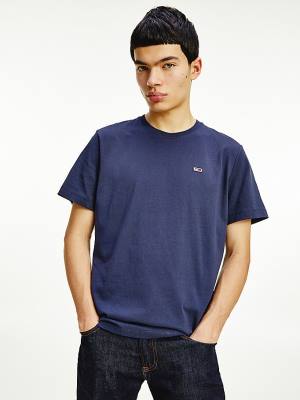 Blue Tommy Hilfiger Classics Organic Cotton Men's T Shirts | TH068OXJ