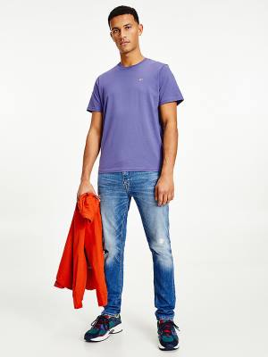 Blue Tommy Hilfiger Classics Organic Cotton Men's T Shirts | TH593EVU