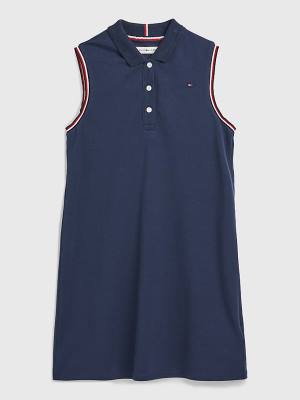 Blue Tommy Hilfiger Classics Sleeveless Polo Girls' Dress | TH286TUS