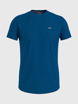 Blue Tommy Hilfiger Classics Slim Fit Men's T Shirts | TH783NYO