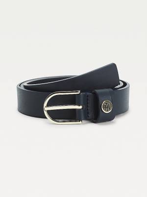 Blue Tommy Hilfiger Classics Slim Organic Leather Women's Belts | TH087OEI