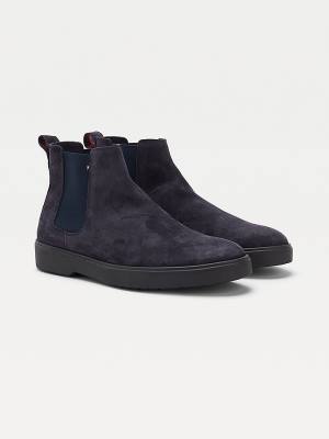 Blue Tommy Hilfiger Classics Suede Chelsea Men's Boots | TH031WGJ