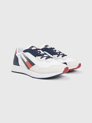 Blue Tommy Hilfiger Cleat Mixed Texture Flag Men's Sneakers | TH081DBQ