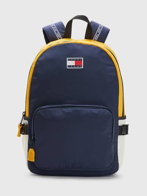 Blue Tommy Hilfiger Colour-Blocked Backpack Men's Bags | TH619ATM